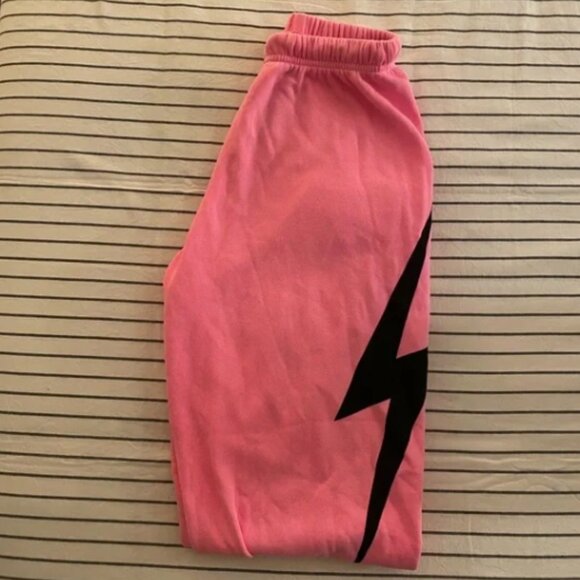Aviator Nation Pink/Black Bolt Sweatpants XS - Picture 4 of 5